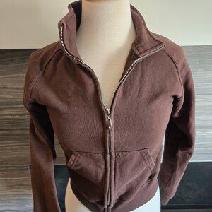 King Fashions Cropped Zip-Up Sweatshirt Jacket Small Brown Made in Canada